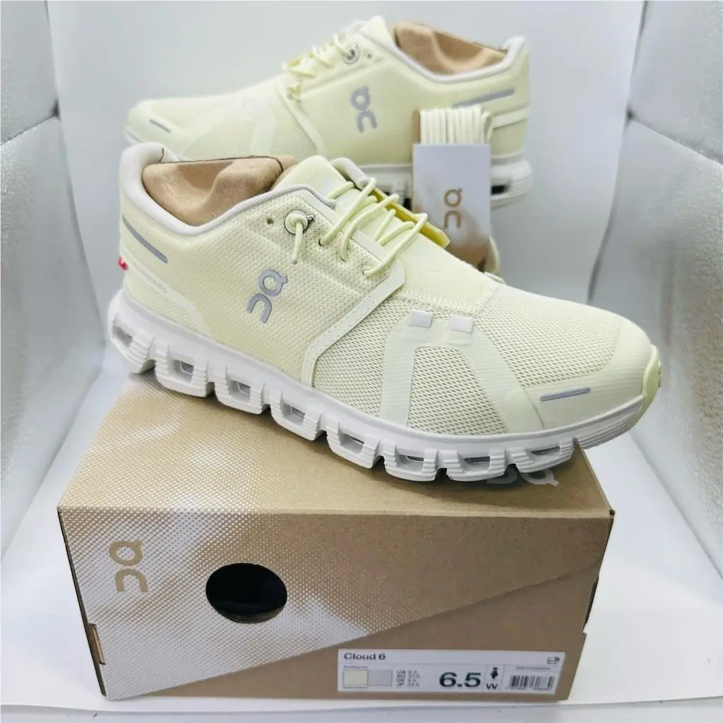 On Running Cloud 6 Womens Running Shoes Sneakers Beige Yellow Size 6.5 US