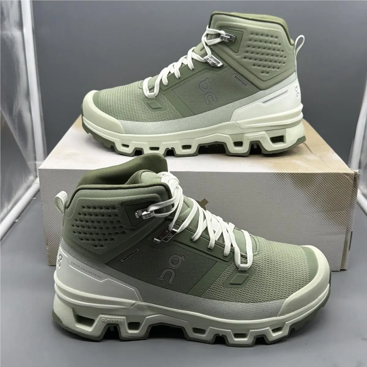 On Cloud Cloudrock 2 Waterproof Mens 7.5 Trail Hiking Shoes ‘reseda/aloe’ Read