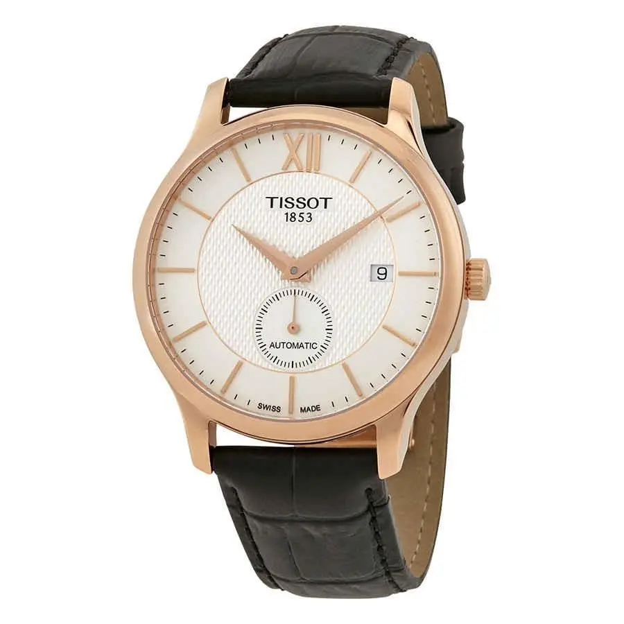 Tissot T063.428.36.038.00 Tradition Silver Dial 40 mm Men`s Watch - Black, Dial: Silver, Band: Black