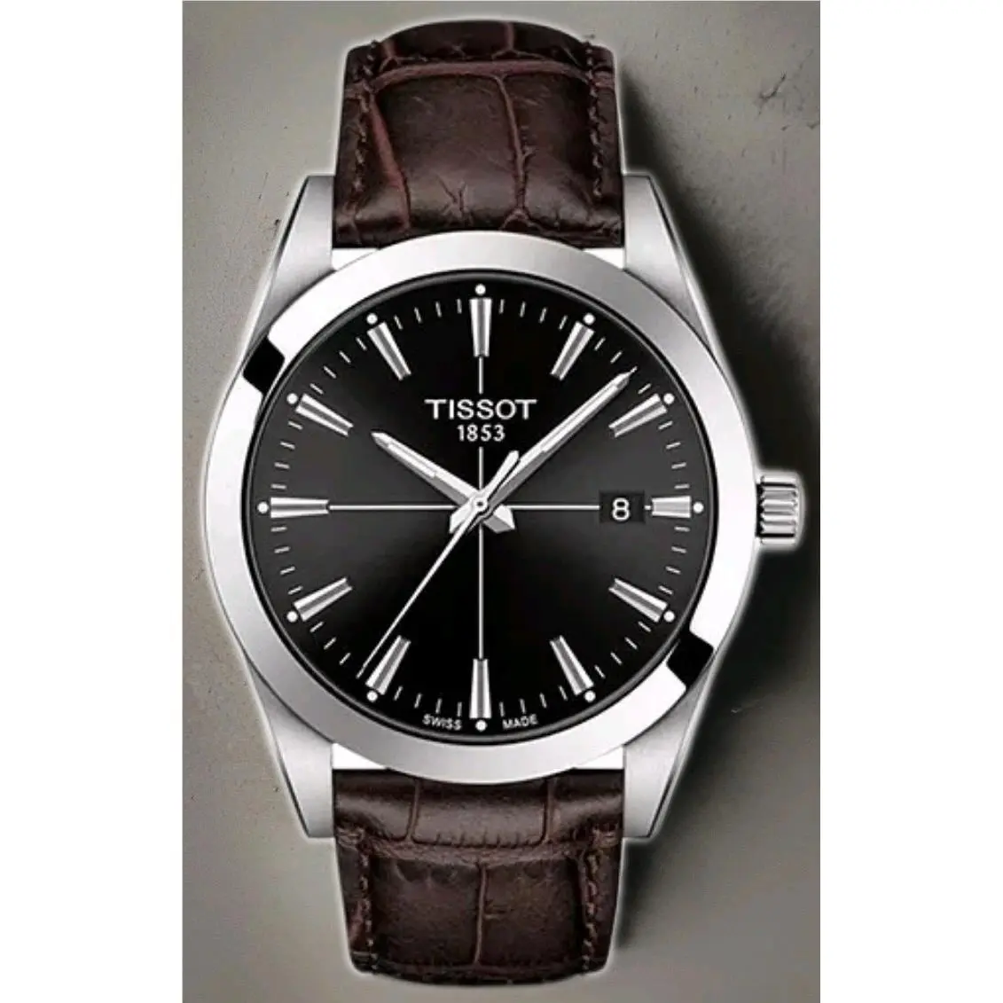 Tissot Gentleman T127.410.16.051.01 Quartz Watch Black Dial/leather Strap