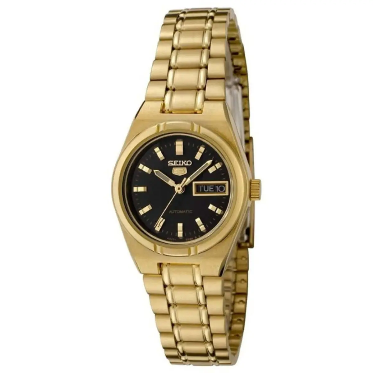 Women`s Watch Series 5 Automatic Black Dial Yellow Gold Bracelet SYM602 by Seiko