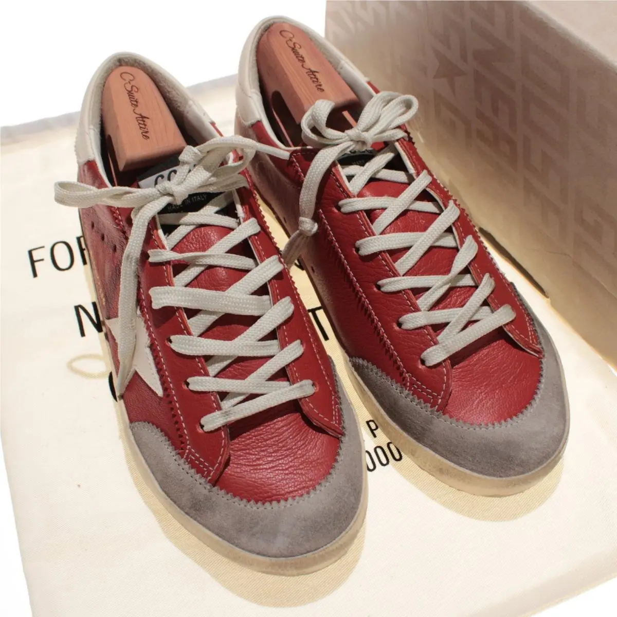 Golden Goose Super-star Lace Up Sneakers Size 40 US 10 in Orange Leather