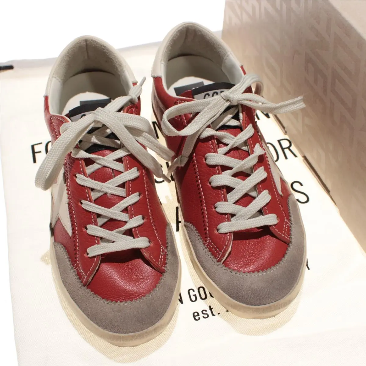 Golden Goose Super-star Lace Up Sneakers Size 36 US 6 in Orange Leather