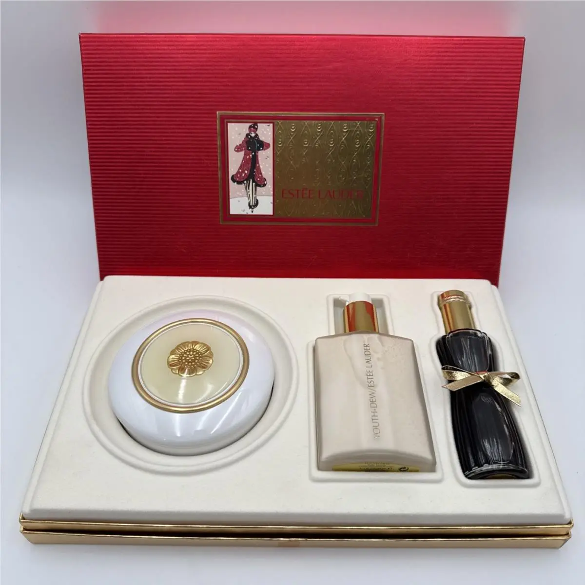 Vtg Estee Lauder Youth-dew Holiday Set Dusting Powder Lotion Eau De Parfum Spray