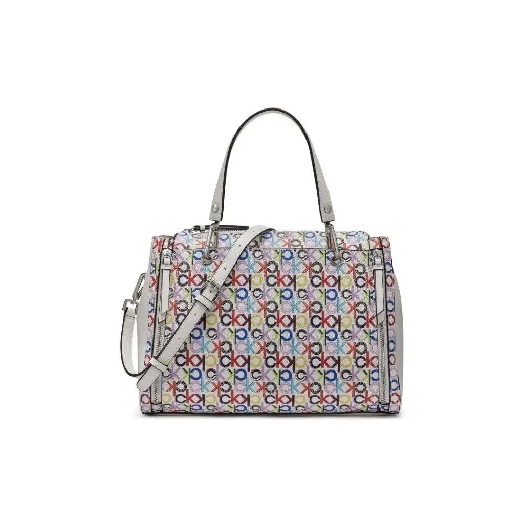 Calvin Klein Reyna Novelty Satchel White Multi One Size Logo