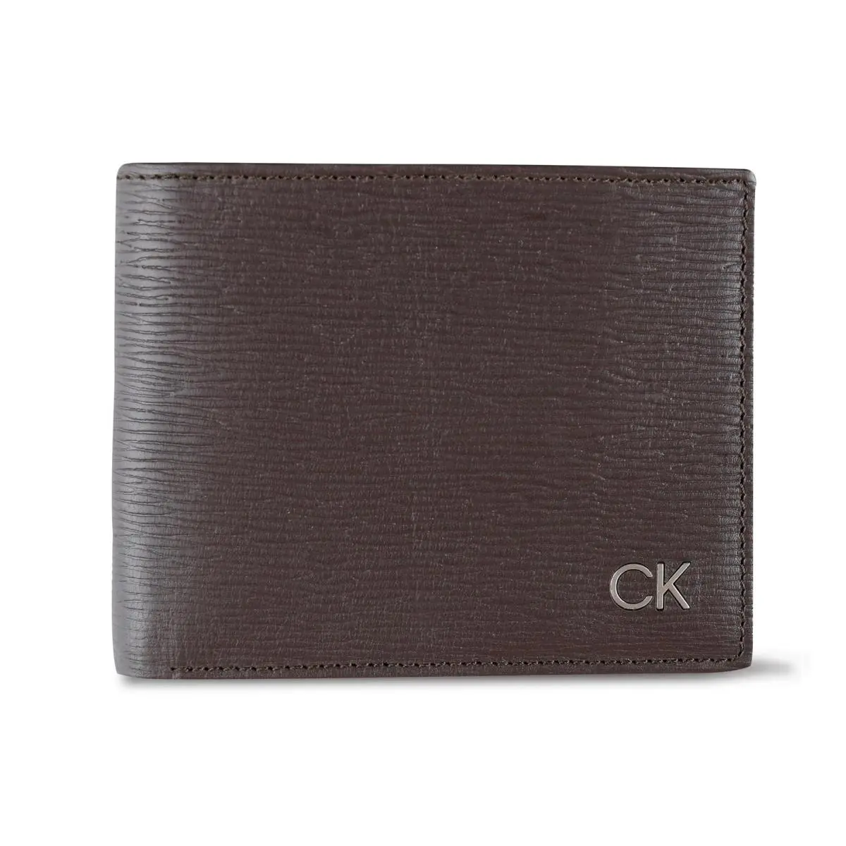 Calvin Klein Mens Rfid Leather Minimalist Bifold One Size Brown River Print