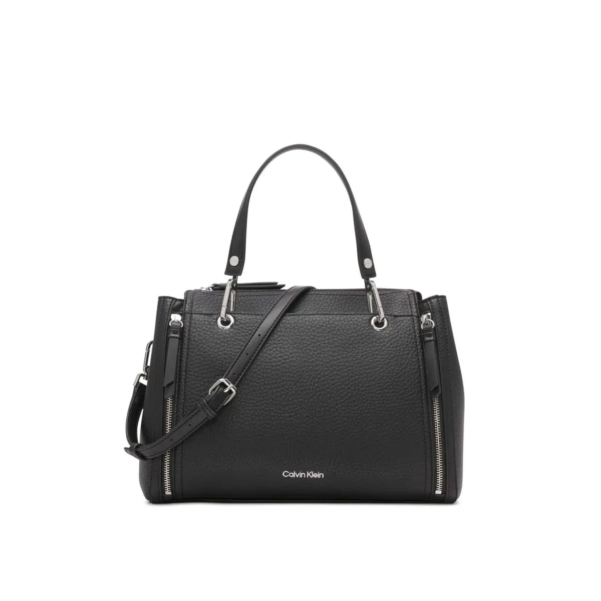 Calvin Klein Reyna Novelty Satchel One Size Black/silver Hampton Pebble