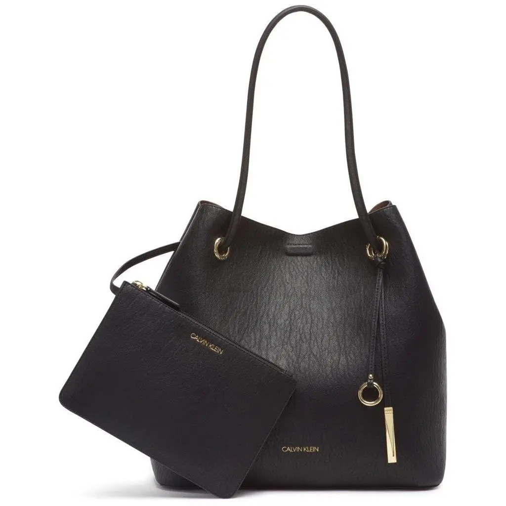 Calvin Klein Gabrianna Unlined Solid Pvc Tote Black One Size Size