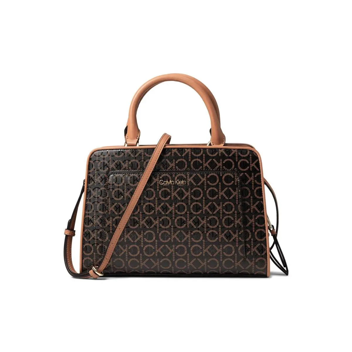 Calvin Klein Margot Textured Logo One Size Brown/khaki/caramel Embossed
