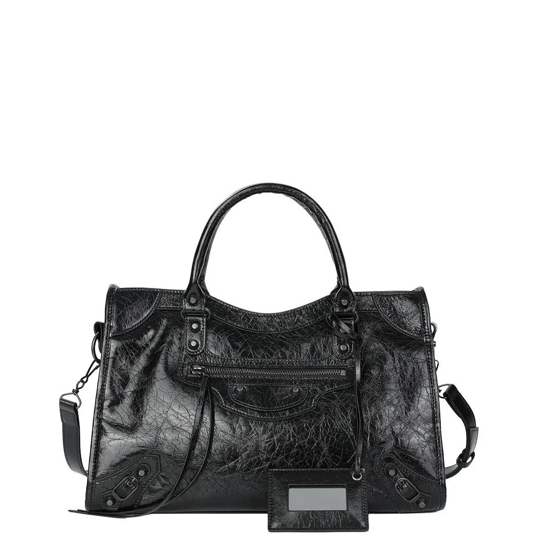 Tiffany Fred Paris Distressed Leather Satchel Women`s Black