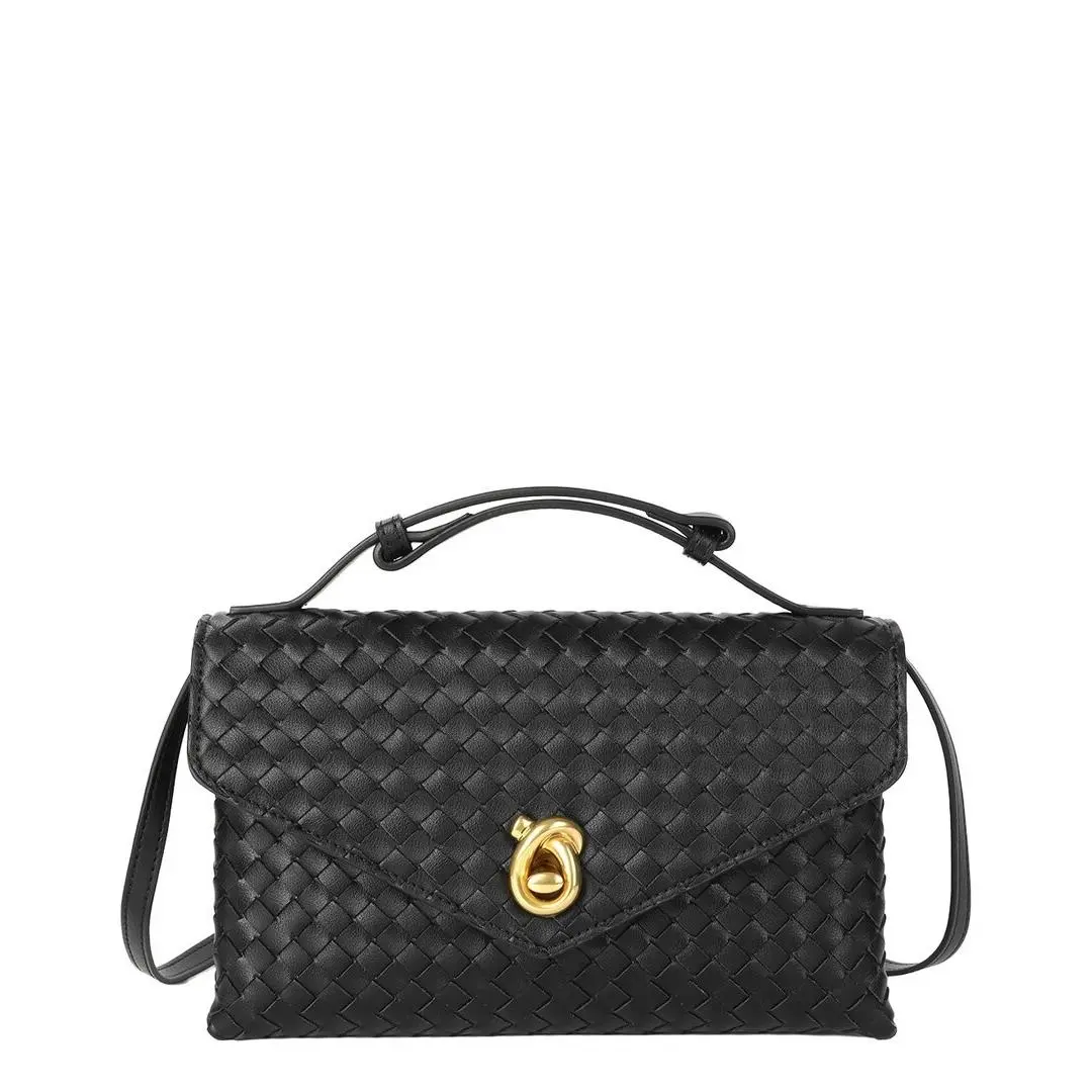 Tiffany Fred Paris Intrecciato Leather Shoulder Bag Women`s Black