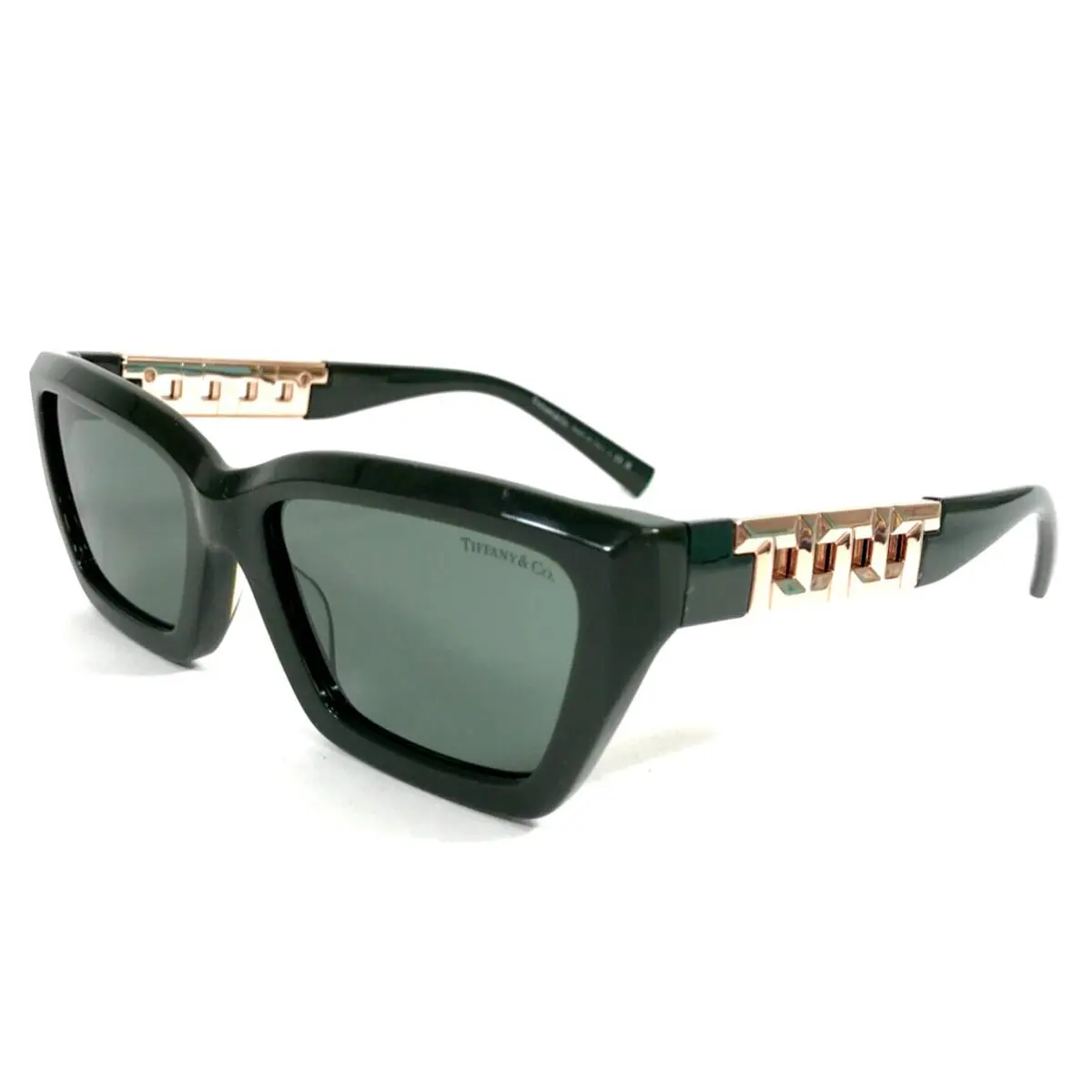 Tiffany Co. Sunglasses TF4213 8398/82 Olive Green Gold Frames w/ Green Lenses