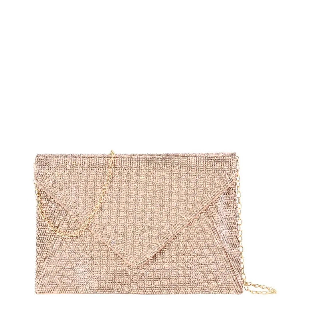 Tiffany Fred Paris Crystal-embellished Envelope Clutch Women`s Beige
