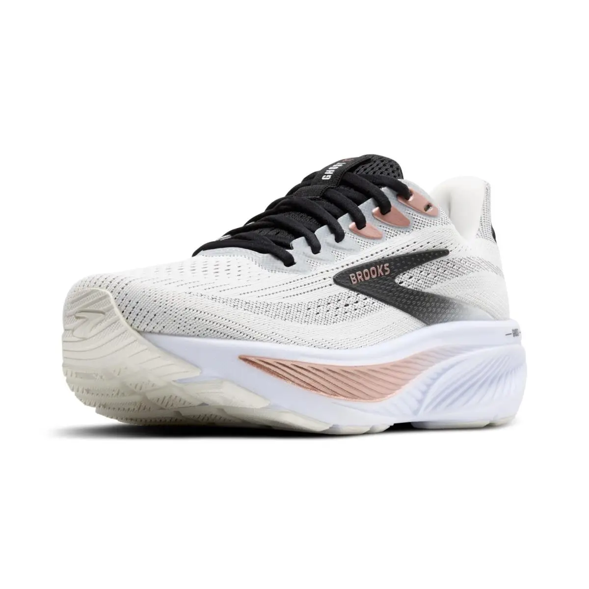 Brooks Womens Ghost 17 Neutral Running Shoe - White/black/rose Gold - 10 Medium