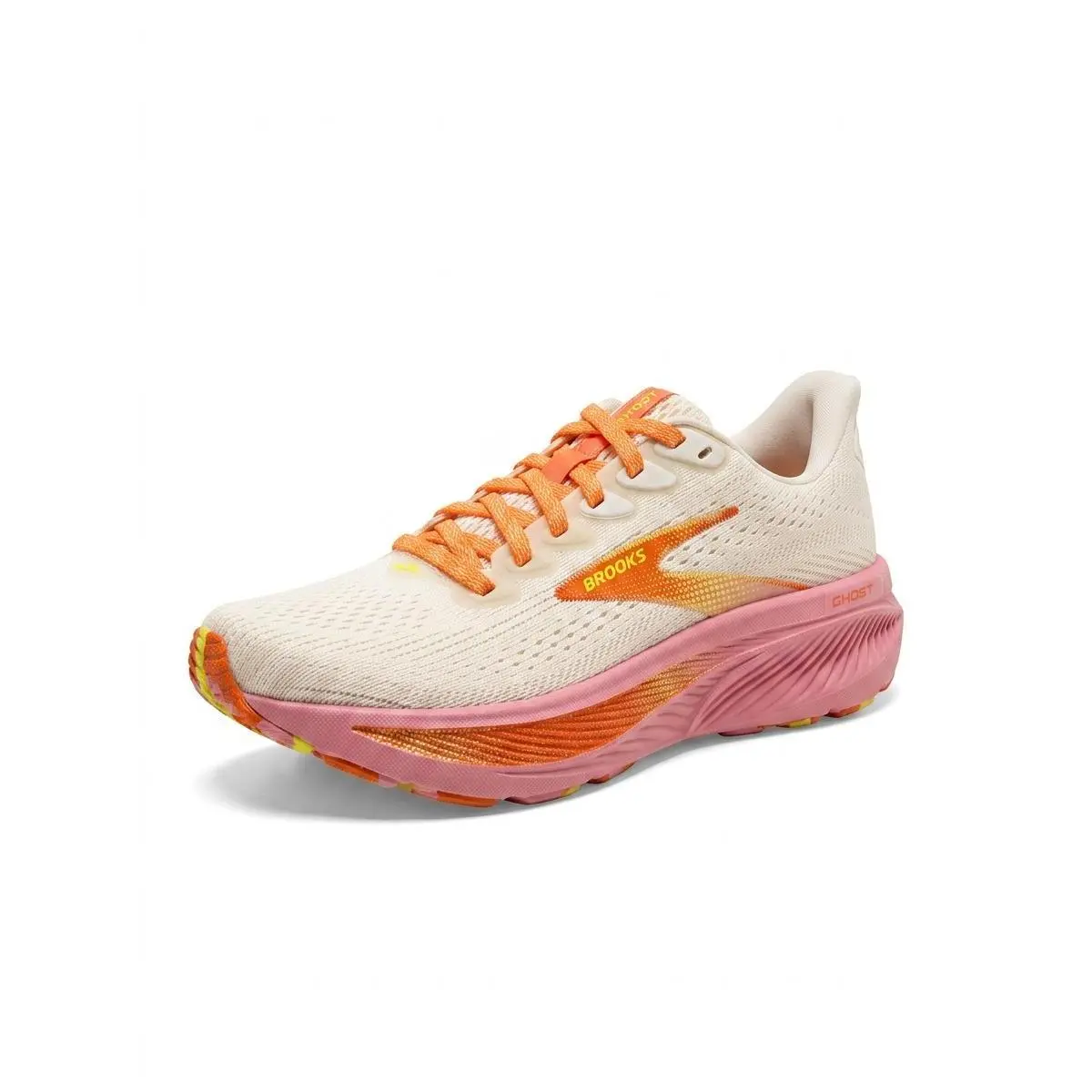 Brooks Ghost 17 Women`s Neutral Running Shoes Coconut Candy Limeade Size 8