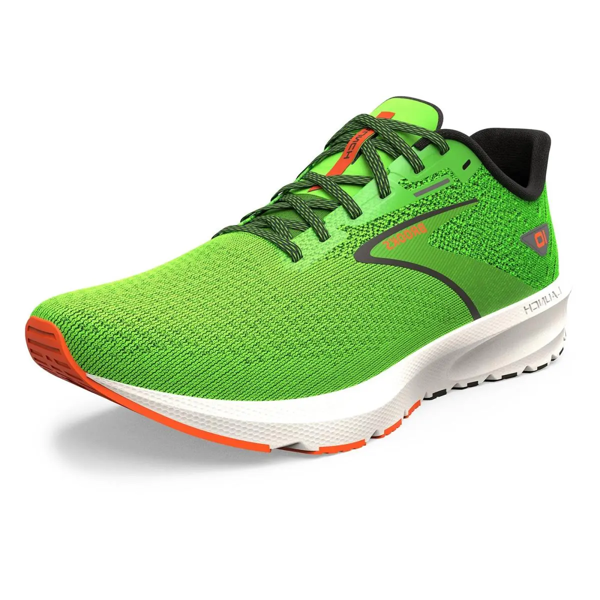 Brooks Mens Launch 10 Neutral Running Shoe - Green Gecko/red Orange/white - 11