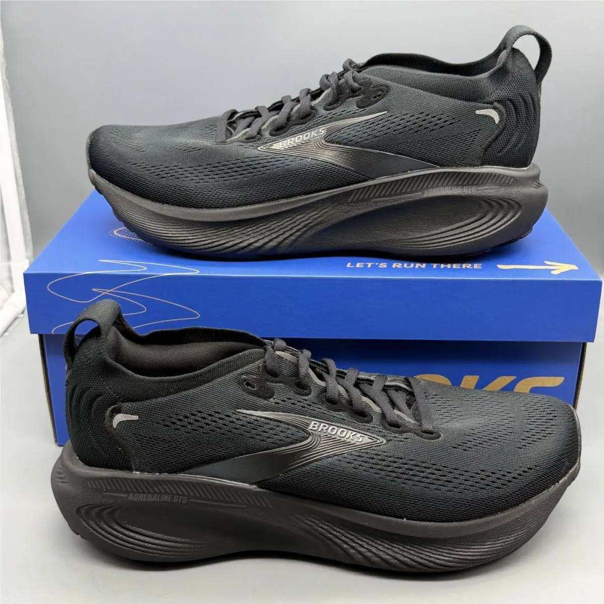 Brooks Adrenaline Gts 25 Mens 8.5 D Triple Black Running Walking Gym Shoes
