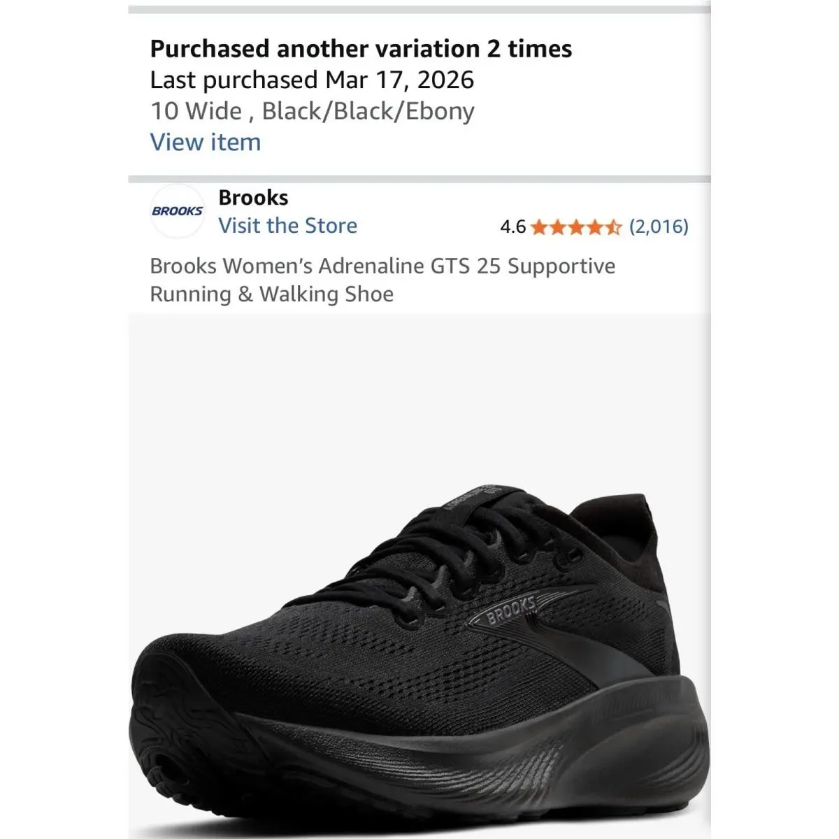 Brooks shoes - Brooks Adrenaline GTS 25 - Adrenaline GTS - 120443 1D 020 - Black/Black/Ebony (UPC: 0195394664829) 9