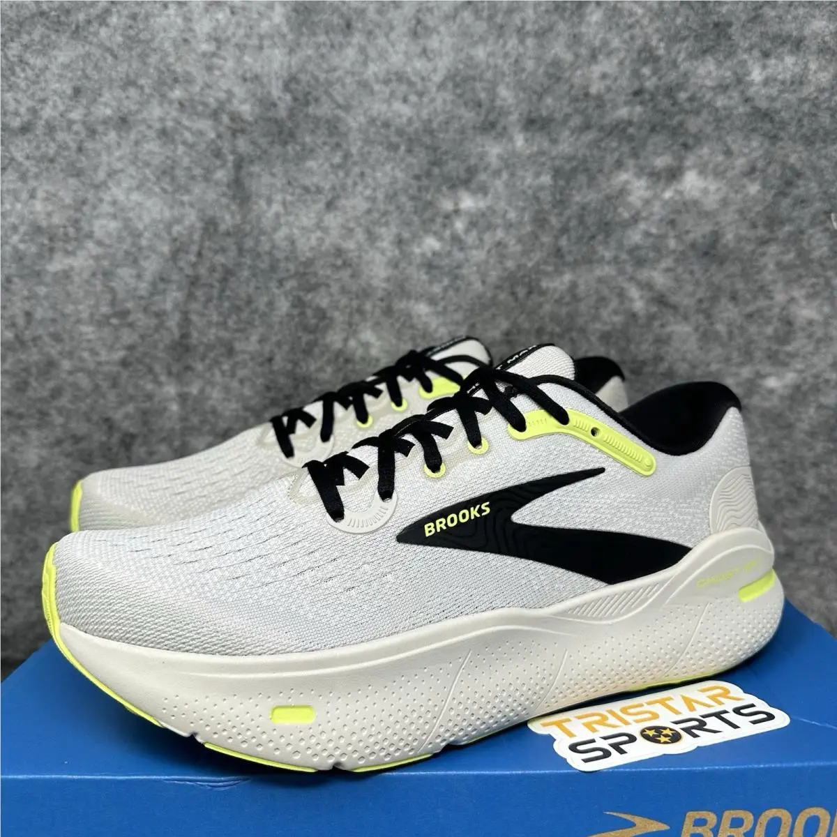 Brooks Ghost Max Running Shoes Mens Size 8.5 Grey Black Sharp Green 1104061D071