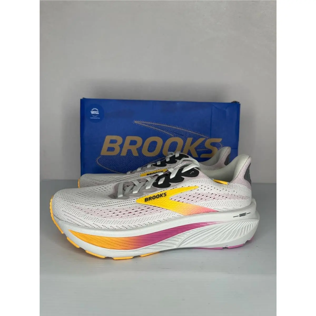 Brooks Shoes Womens Size 7 White Pink Ghost Extra Wide 2E Running Sneakers