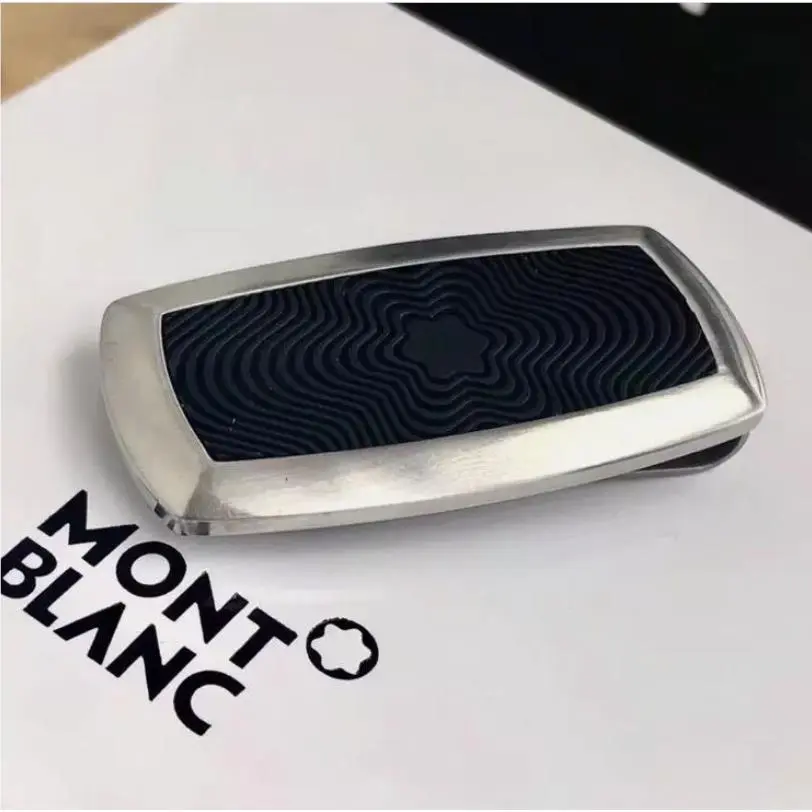 Money Clip Stainless Steel Silver Blue Snowcap Logo Luxury Gift by Montblanc