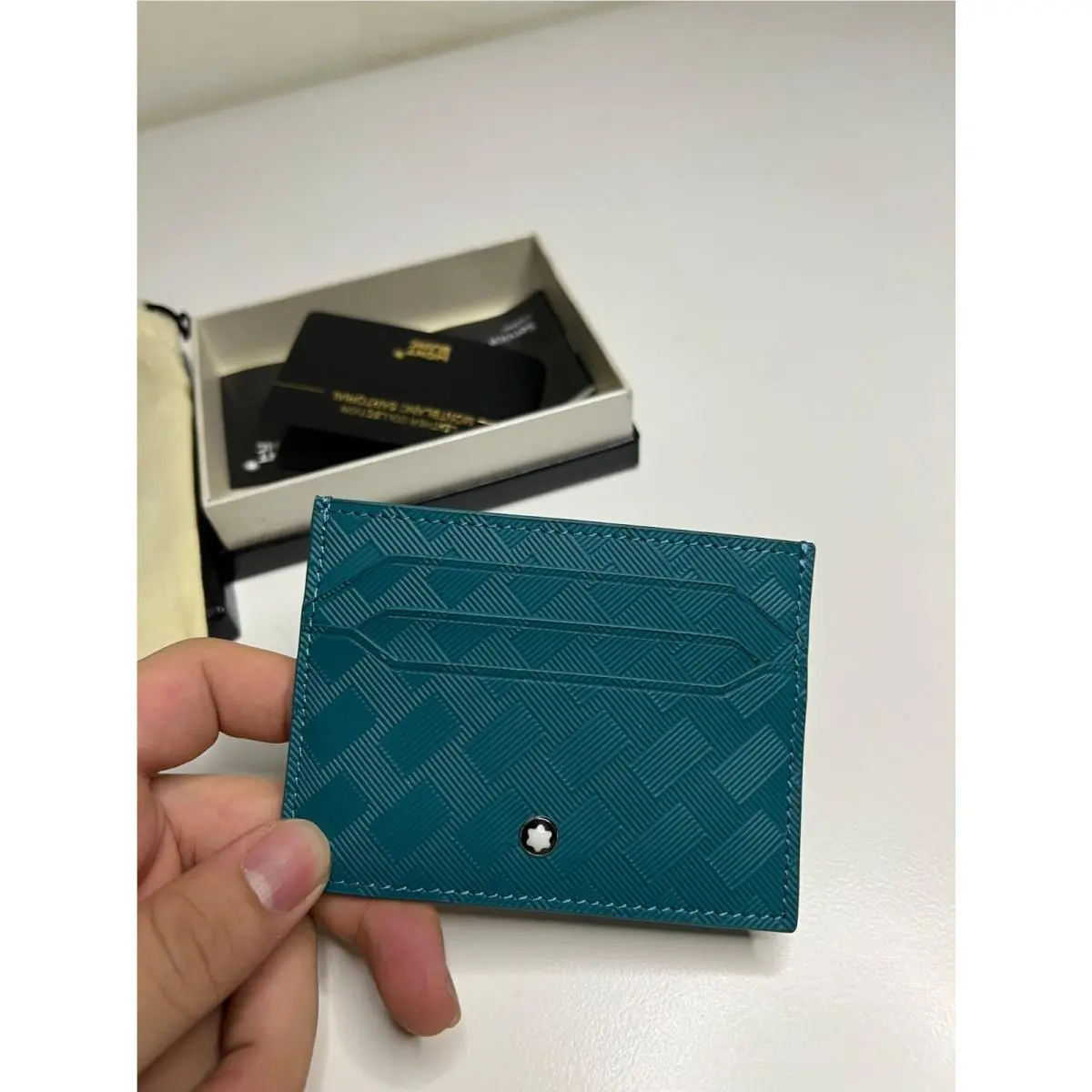 Montblanc Extreme 3.0 Card Holder Wallet Turquoise Leather Rfid