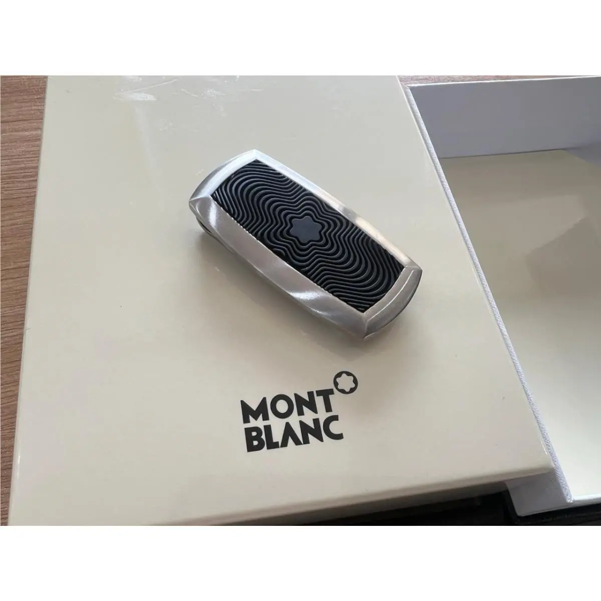 Money Clip Stainless Steel Onyx Black Rubber Star Vip Gift MB by Montblanc
