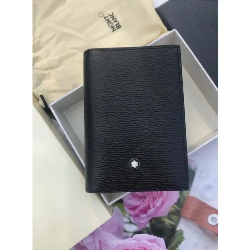 Montblanc Men’s Wallet Meisterstuck 4810 Card Holder 4CC Black Leather Mini Wallet MB