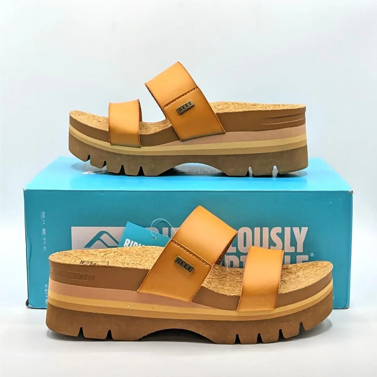 Reef “cushion Vista Higher” Women’s Cushioned Slide Platform Sandal Natural 8