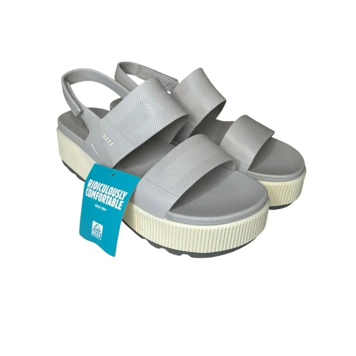 Water Vista Higher Fog Grey Platform Sandals Womens 10 Travel Beach by Reef