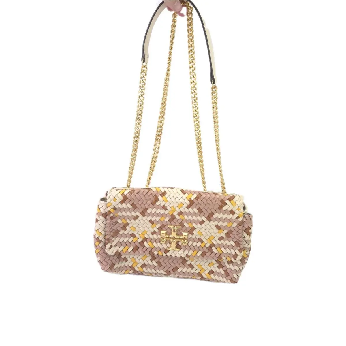 Tory Burch Kira Woven Leather Crossbody Purse Small Designer Shoulder Bag