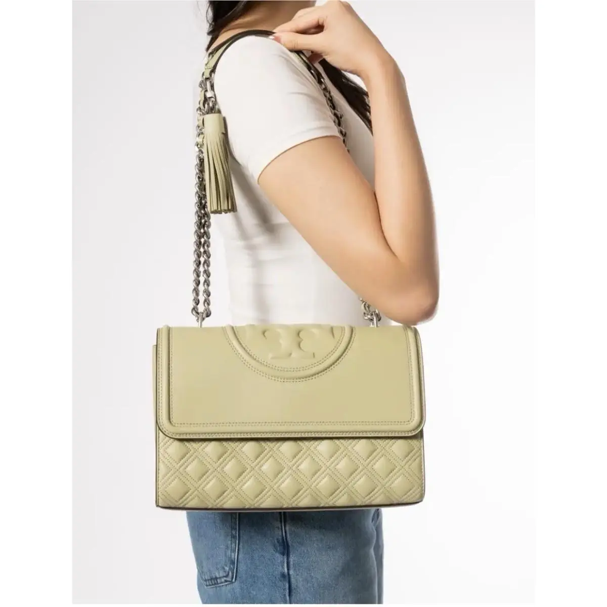 Tory Burch Fleming Convertible Shoulder Bag Olive Sprig Medium