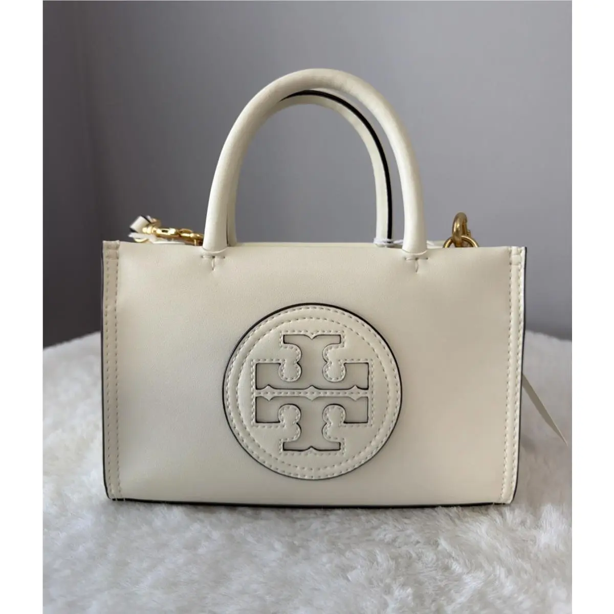 Tory Burch Ella Bio Mini Tote Crossbody Bag In Warm White