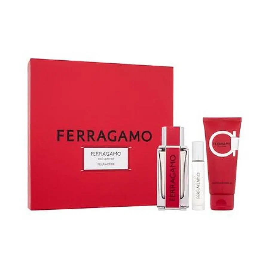 Salvatore Ferragamo Men`s Red Leather Gift Set Fragrances 8052464896332