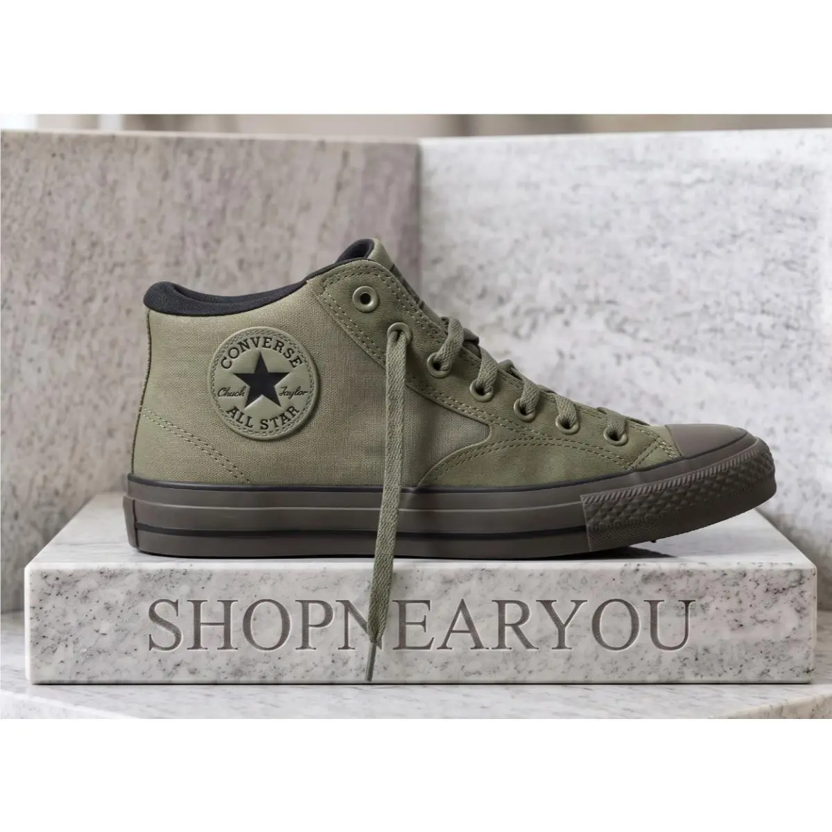 Converse Chuck Taylor Malden Street Mid Top Wide Men`s Shoes Green Suede Canvas - Green