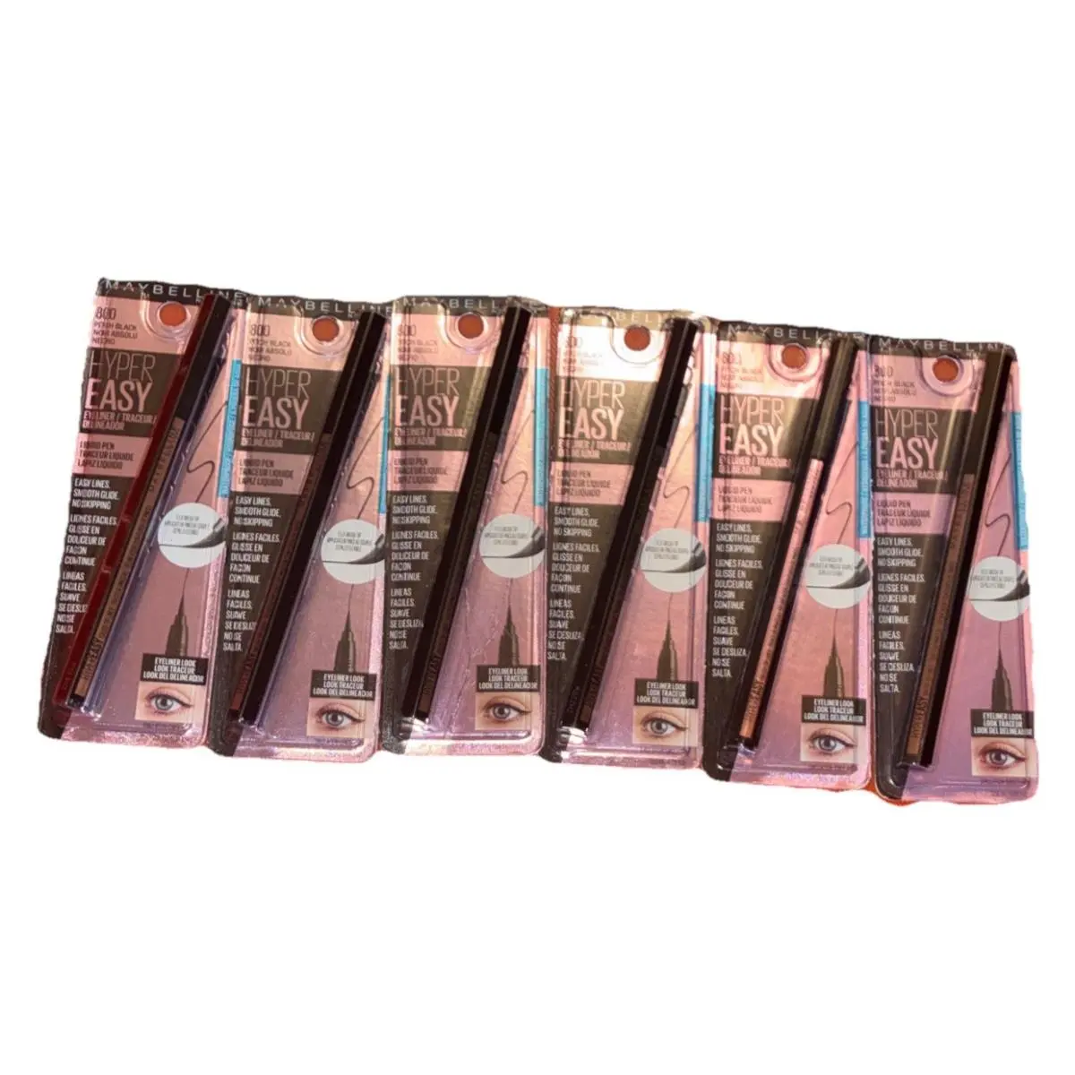 Maybelline 6 Pack Liquid Pen Eyeliner Satin Finish Waterproof Pitch Black 800