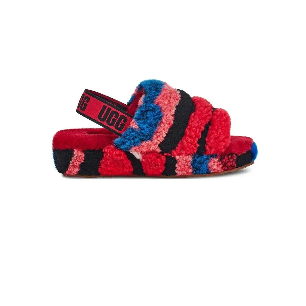 Women`s Ugg Fluff Yeah Slide Cali Collage Red 1118164-RED