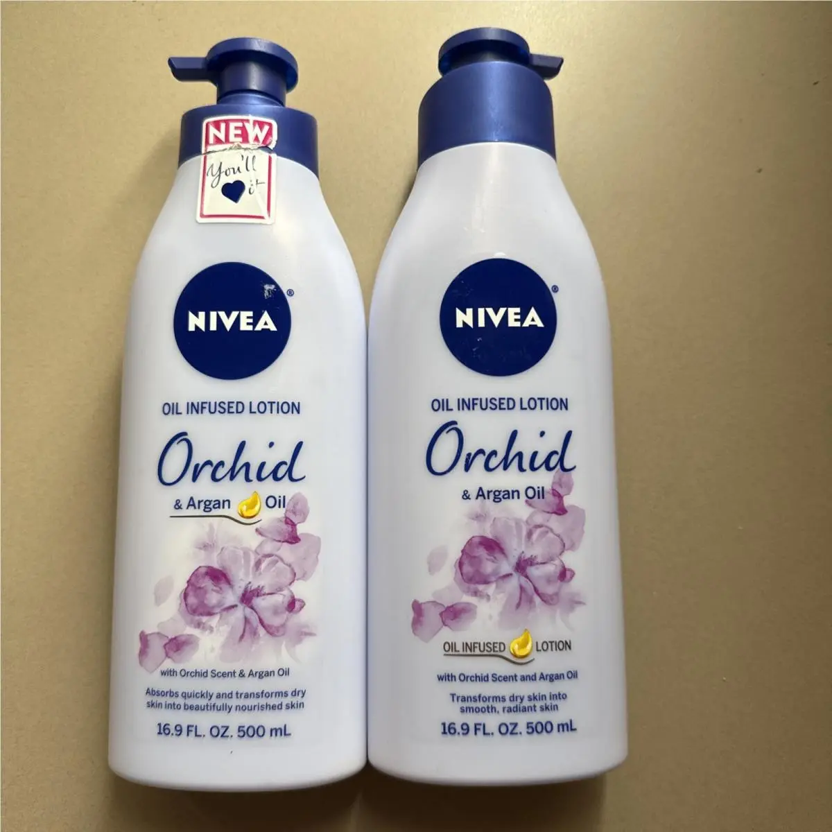 2 Box Nivea Oil Infused Lotion Orchid Argan Oil 16.9oz