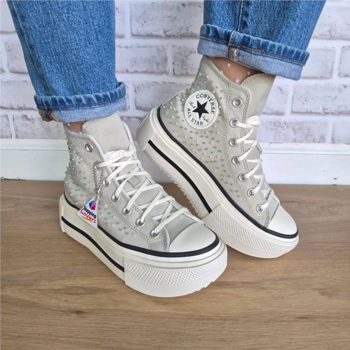 ⭐converse Chuck Lift Double Stack Beading 6.5 Womens Shoes Sneaker Gray A19339C