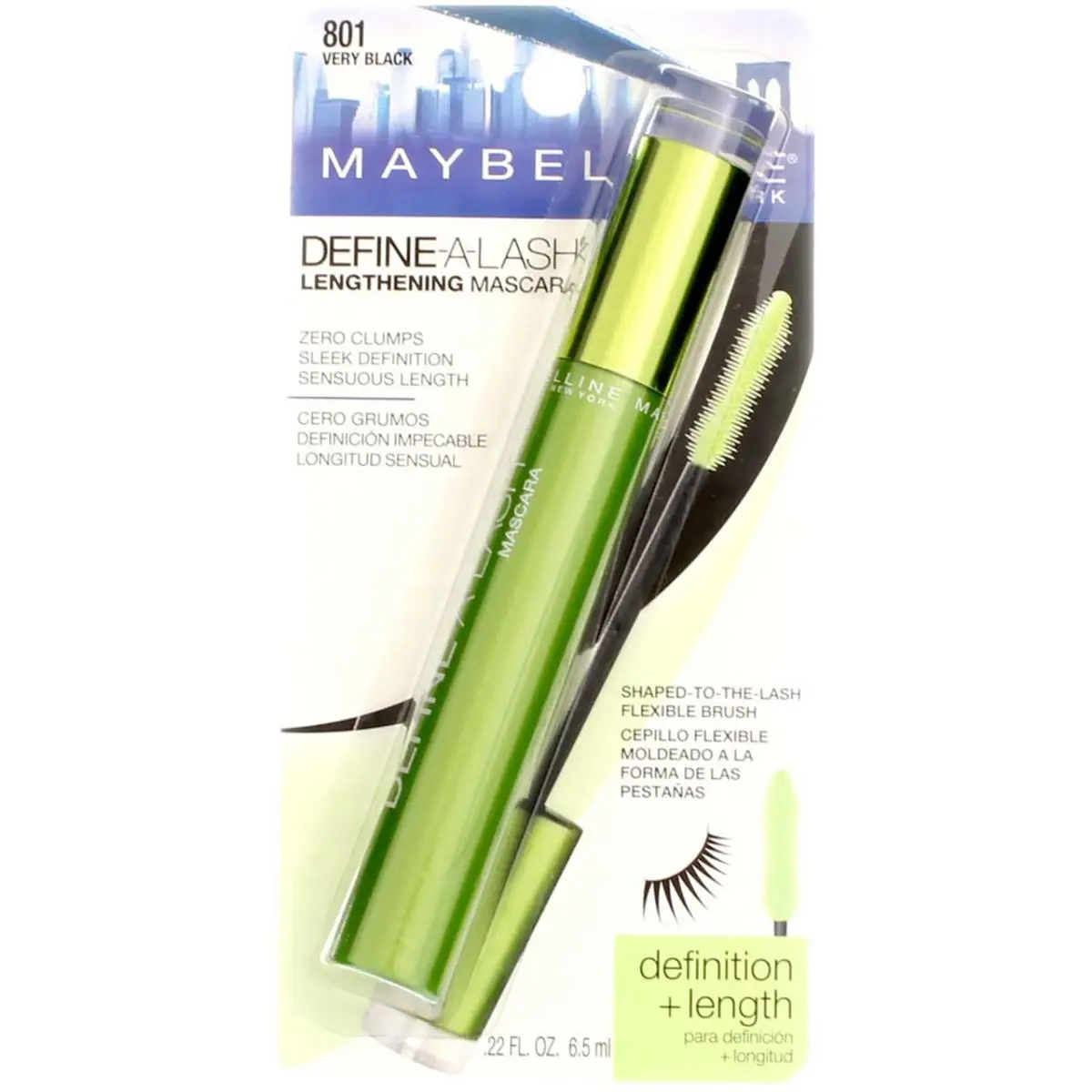 6 Pack Maybelline Define-a-lash Washable Mascara Very Black 801 0.22 fl oz