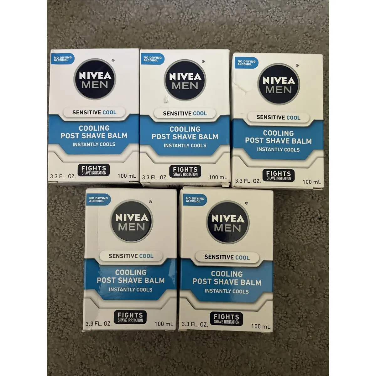 5 Pk Nivea Men Sensitive Cooling Post Shave Balm 3.3 oz Chamomile Seaweed Vit E