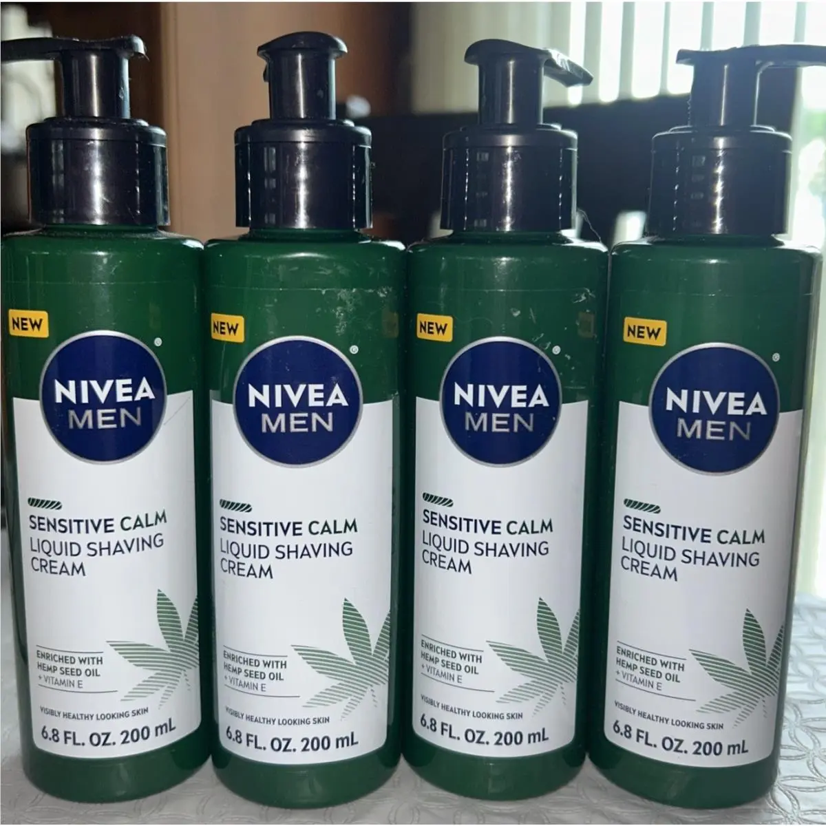 4 Nivea Men Sensitive Calm Liquid Shaving Cream 6.8 oz ea Bottle with Pump