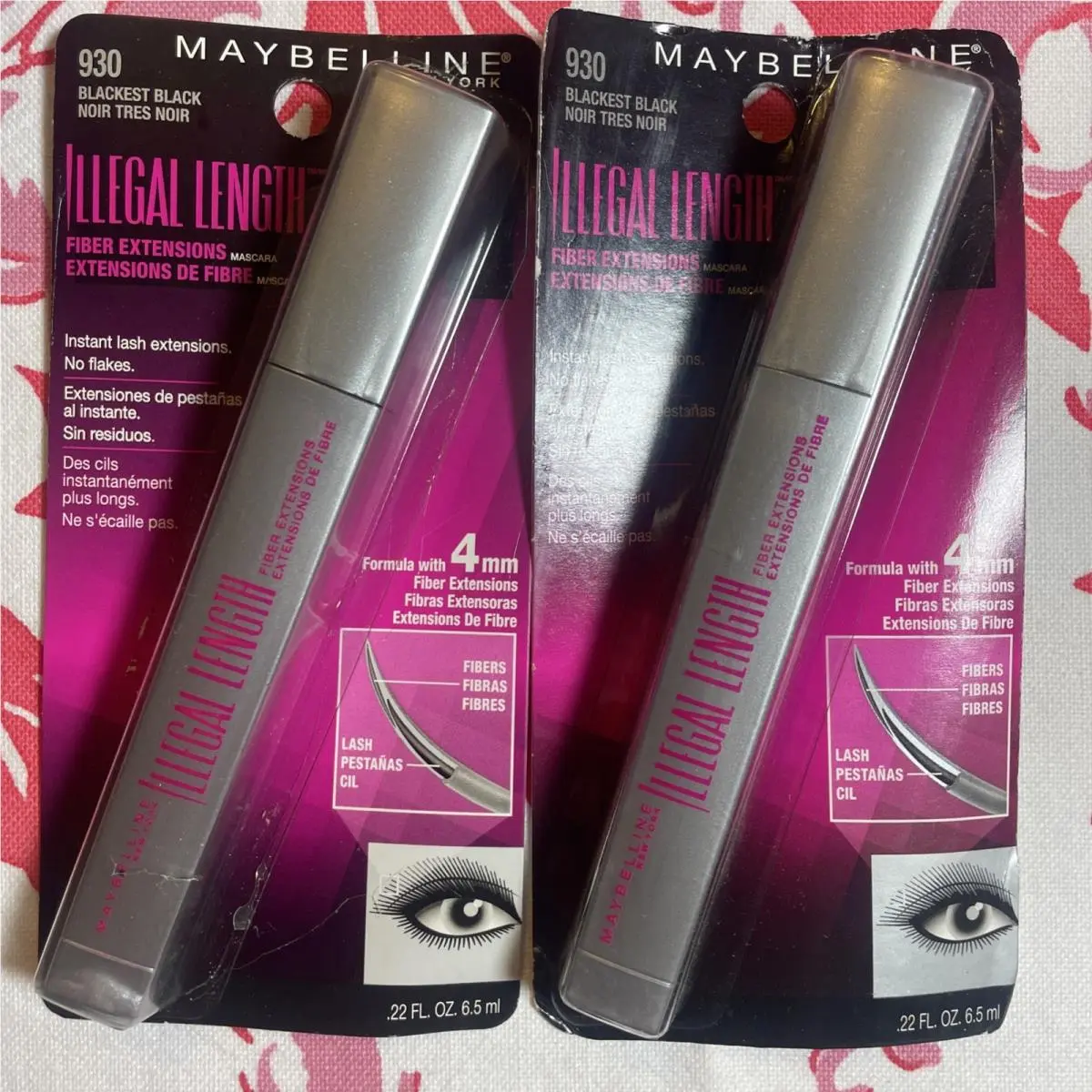 2 Maybelline 930 Blackest Black Illegal Length Fiber Extensions Mascara Read