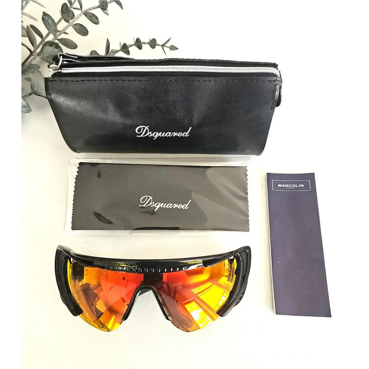 DSquared2 Psychotronic Her DQ328 05U Shield Sunglasses Red Mirror Lens Italy Y2K