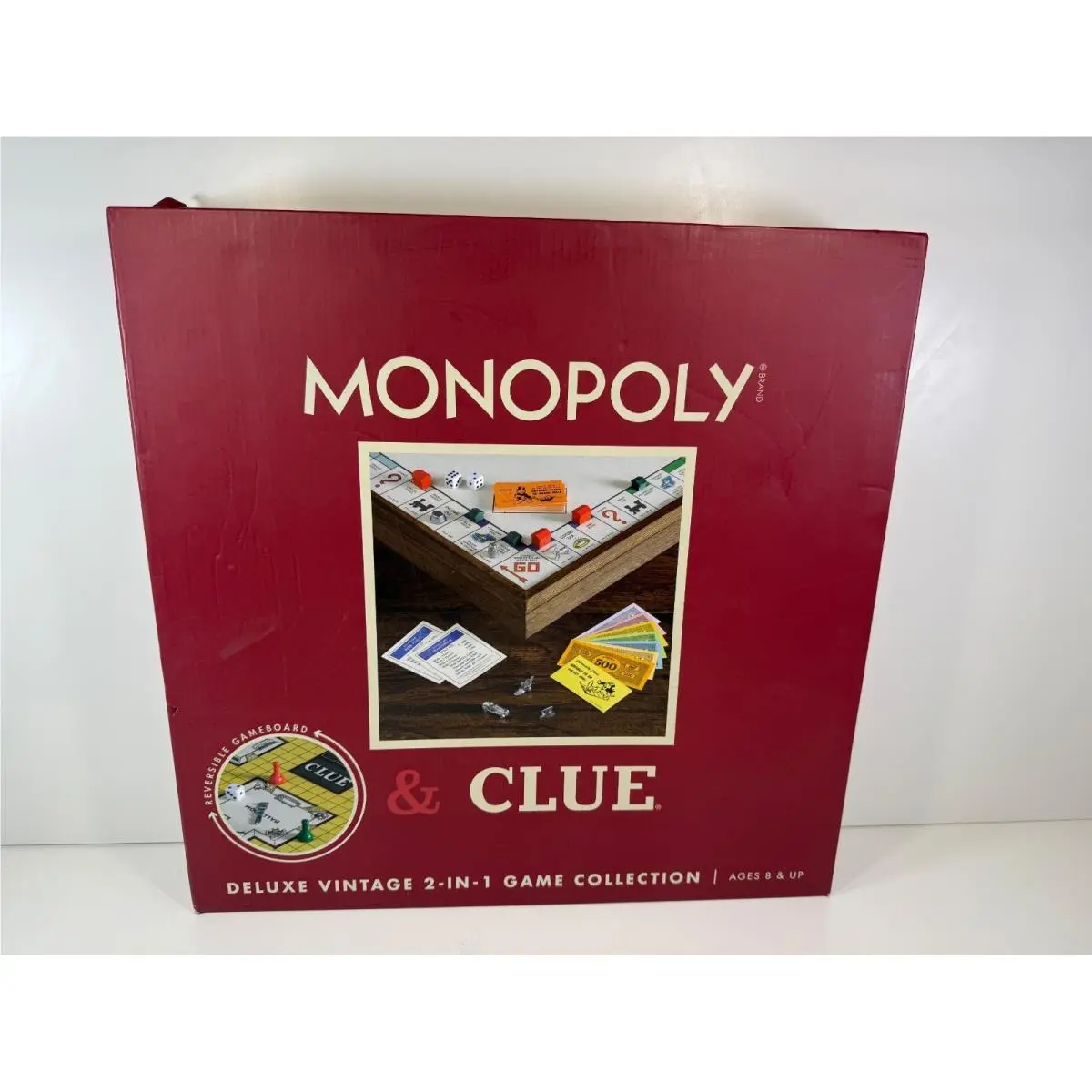 Monopoly and Clue Deluxe Vintage 2 in 1 Wood Game Collection Set