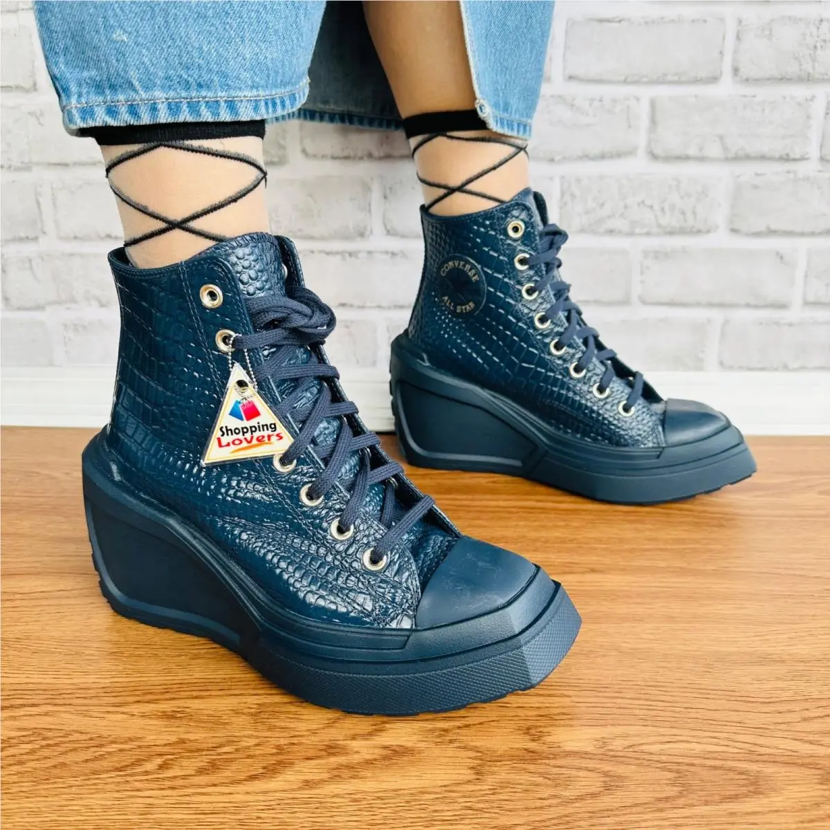 Converse ⭐chuck 70 De Luxe Wedge Platform Leather Sneakers 6.5 Womens Shoes Blue A10037C⭐