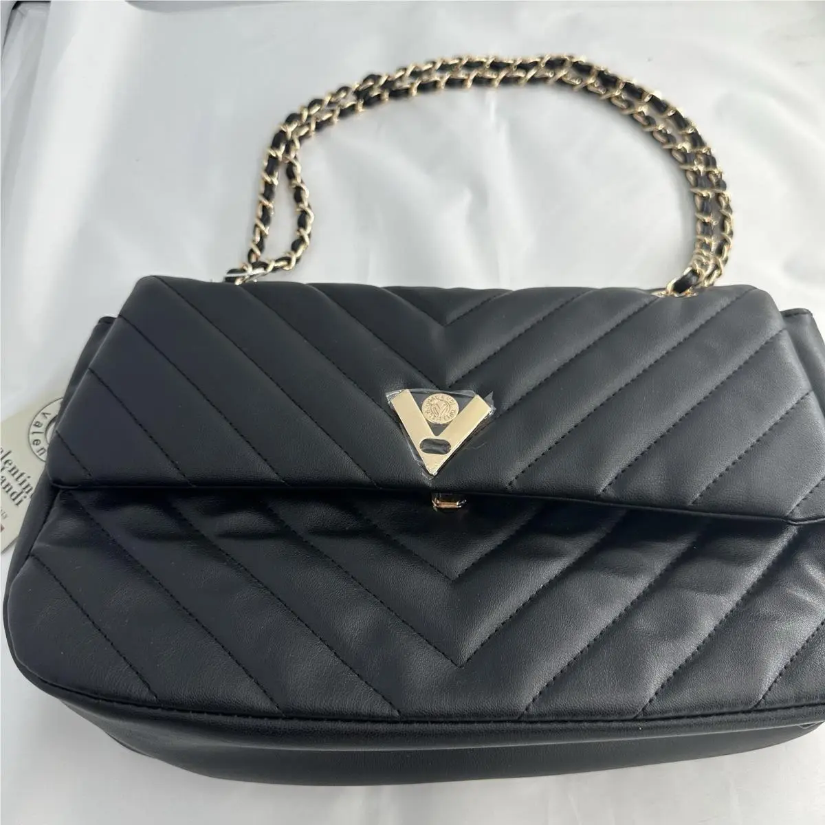 Valentino Orlandi Black Quilted Shoulder Hand Bag Purse Style V