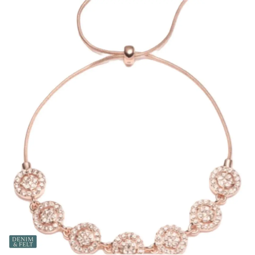 Rose Gold Crystal Halo Slider Bracelet Adjustable Glam Designer by Givenchy