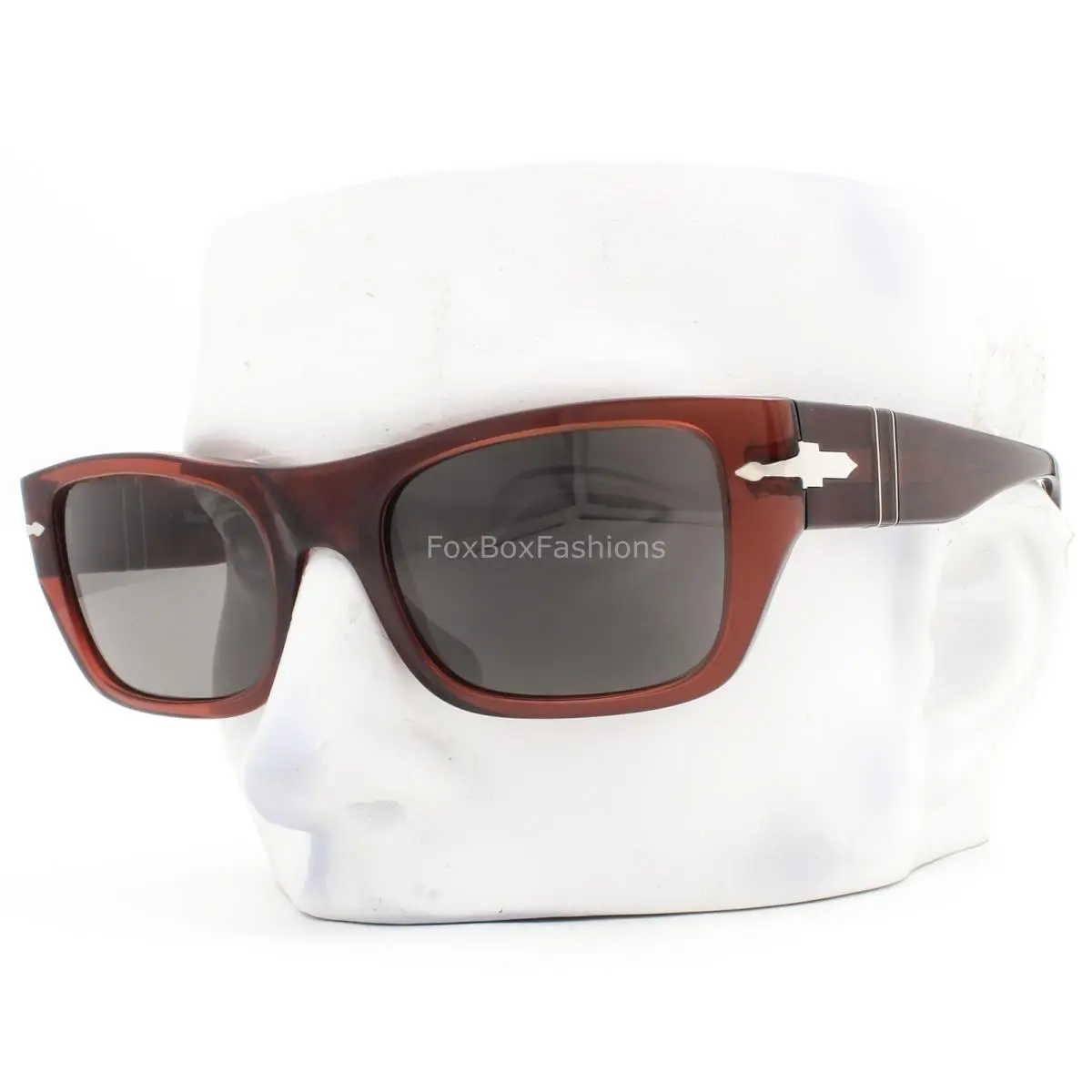 Persol Sunglasses Transparent Burnt Red Gray Glass Lens PO 3268-S 1104/B1 W/case
