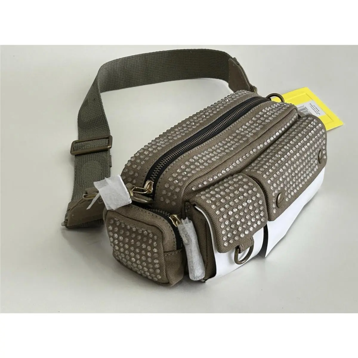 Marc Jacobs Crystal Canvas Cargo Bag Slate Green Rhinestone Crossbody